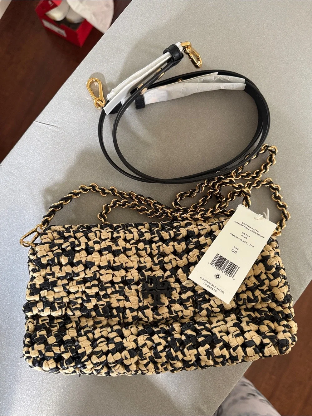 Tory Burch Britten Raffia bag